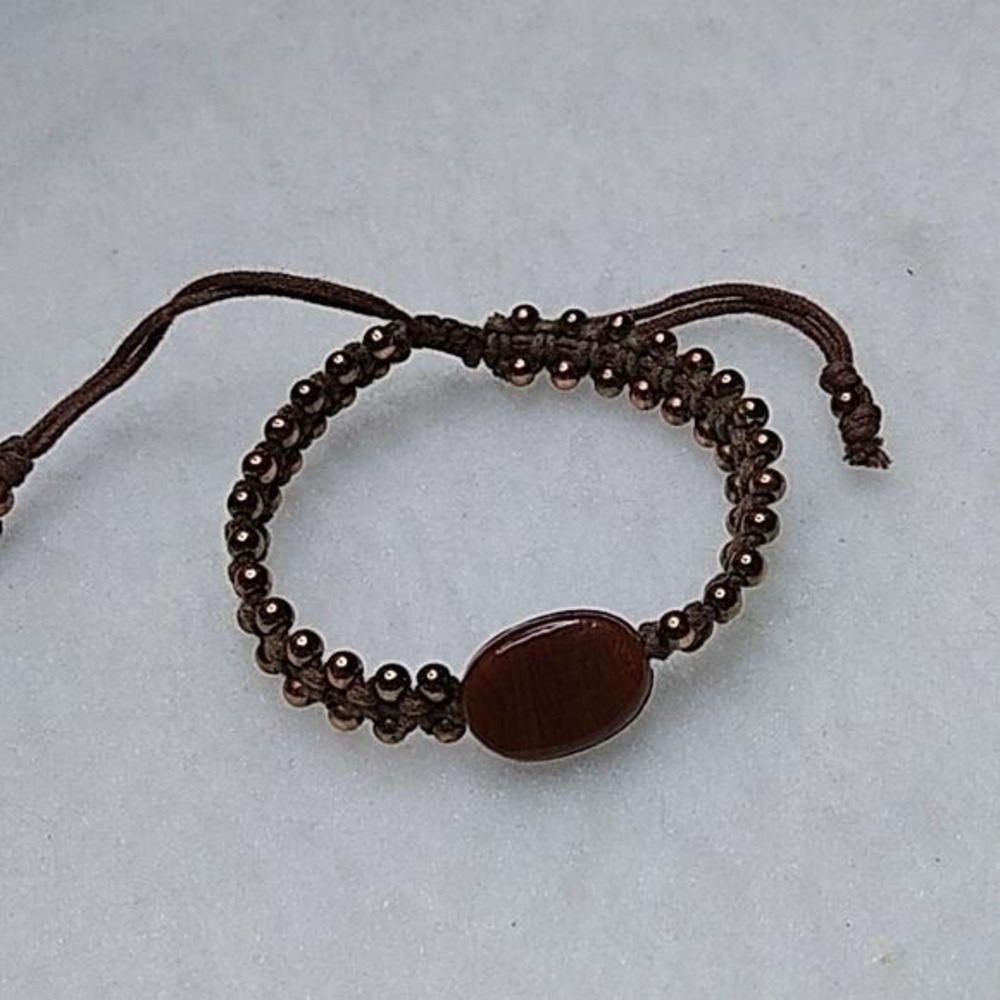 Adjustable‎ brown and gold woven bracelet